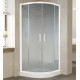 Душевой уголок Vegas Glass ZS 0090 01 02 профиль белый, стекло шиншилла, четверть круга, двери раздвижные