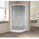 Душевой уголок Vegas Glass ZS 0090 01 02 профиль белый, стекло шиншилла, четверть круга, двери раздвижные