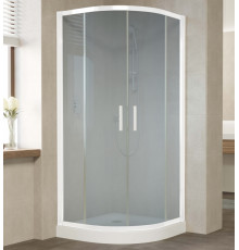 Душевой уголок Vegas Glass ZS 0090 01 10 профиль белый, стекло сатин, четверть круга, двери раздвижные