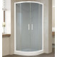 Душевой уголок Vegas Glass ZS 0090 01 10 профиль белый, стекло сатин, четверть круга, двери раздвижные