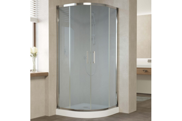 Душевой уголок Vegas Glass ZS 0090 08 10 профиль глянцевый хром, стекло сатин, четверть круга, двери раздвижные
