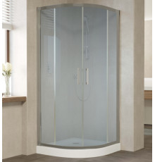 Душевой уголок Vegas Glass ZS 0090 07 10 профиль матовый хром, стекло сатин, четверть круга, двери раздвижные