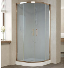 Душевой уголок Vegas Glass ZS 0090 05 10 профиль бронза, стекло сатин, четверть круга, двери раздвижные