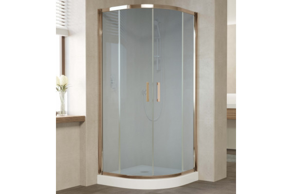 Душевой уголок Vegas Glass ZS 0090 05 10 профиль бронза, стекло сатин, четверть круга, двери раздвижные