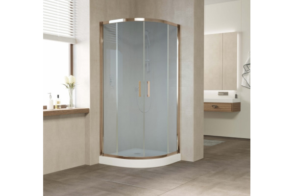Душевой уголок Vegas Glass ZS 0090 05 10 профиль бронза, стекло сатин, четверть круга, двери раздвижные