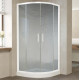 Душевой уголок Vegas Glass ZS 0100 01 02 профиль белый, стекло шиншилла, четверть круга, двери раздвижные