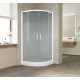 Душевой уголок Vegas Glass ZS 0100 01 10 профиль белый, стекло сатин, четверть круга, двери раздвижные