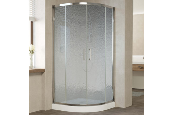 Душевой уголок Vegas Glass ZS 0100 08 02 профиль глянцевый хром, стекло шиншилла, четверть круга, двери раздвижные