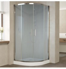Душевой уголок Vegas Glass ZS 0100 08 10 профиль глянцевый хром, стекло сатин, четверть круга, двери раздвижные