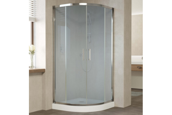 Душевой уголок Vegas Glass ZS 0100 08 10 профиль глянцевый хром, стекло сатин, четверть круга, двери раздвижные