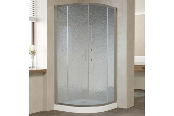Душевой уголок Vegas Glass ZS 0100 07 02 профиль матовый хром, стекло шиншилла, четверть круга, двери раздвижные