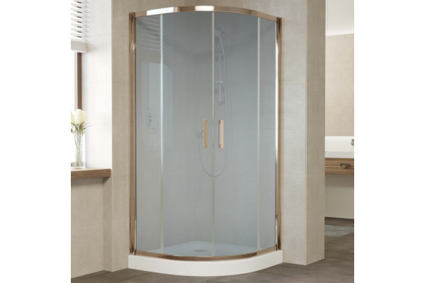 Душевой уголок Vegas Glass ZS 0100 05 10 профиль бронза, стекло сатин, четверть круга, двери раздвижные