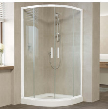 Душевой уголок Vegas Glass ZS 110 01 01 профиль белый, стекло прозрачное, четверть круга, двери раздвижные
