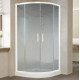 Душевой уголок Vegas Glass ZS 110 01 02 профиль белый, стекло шиншилла, четверть круга, двери раздвижные