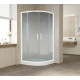 Душевой уголок Vegas Glass ZS 110 01 02 профиль белый, стекло шиншилла, четверть круга, двери раздвижные