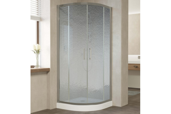 Душевой уголок Vegas Glass ZS 0080 07 02 профиль матовый хром, стекло шиншилла, четверть круга, двери раздвижные