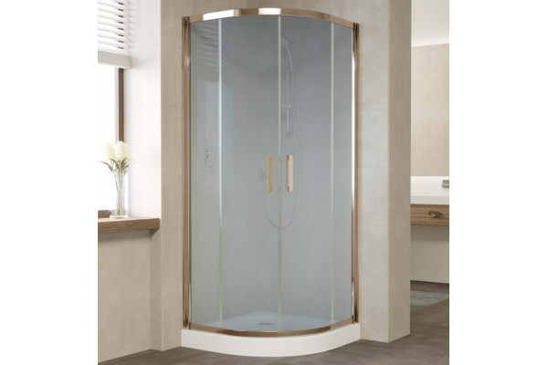 Душевой уголок Vegas Glass ZS 0080 05 10 профиль бронза, стекло сатин, четверть круга, двери раздвижные