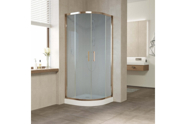 Душевой уголок Vegas Glass ZS 0080 05 10 профиль бронза, стекло сатин, четверть круга, двери раздвижные