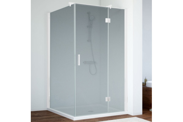 Душевой уголок Vegas Glass AFP-Fis 0120 01 10 R профиль белый, стекло сатин, квадратный, двери распашные