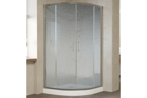 Душевой уголок Vegas Glass ZS 120 07 02 профиль матовый хром, стекло шиншилла, четверть круга, двери раздвижные