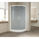 Душевой уголок Vegas Glass ZS 110 01 10 профиль белый, стекло сатин, четверть круга, двери раздвижные