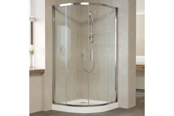 Душевой уголок Vegas Glass ZS 110 08 01 профиль глянцевый хром, стекло прозрачное, четверть круга, двери раздвижные