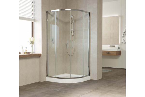 Душевой уголок Vegas Glass ZS 110 08 01 профиль глянцевый хром, стекло прозрачное, четверть круга, двери раздвижные