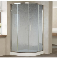 Душевой уголок Vegas Glass ZS 110 08 02 профиль глянцевый хром, стекло шиншилла, четверть круга, двери раздвижные