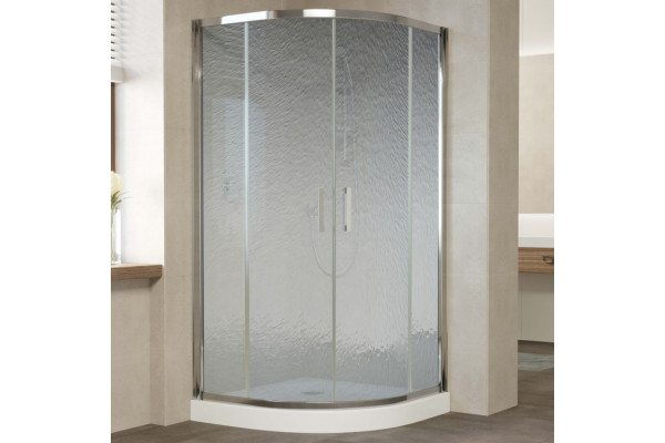 Душевой уголок Vegas Glass ZS 110 08 02 профиль глянцевый хром, стекло шиншилла, четверть круга, двери раздвижные