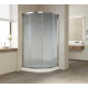 Душевой уголок Vegas Glass ZS 110 08 02 профиль глянцевый хром, стекло шиншилла, четверть круга, двери раздвижные