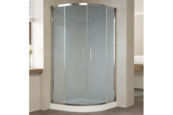 Душевой уголок Vegas Glass ZS 110 08 10 профиль глянцевый хром, стекло сатин, четверть круга, двери раздвижные