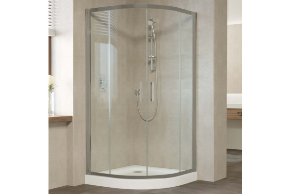 Душевой уголок Vegas Glass ZS 110 07 01 профиль матовый хром, стекло прозрачное, четверть круга, двери раздвижные