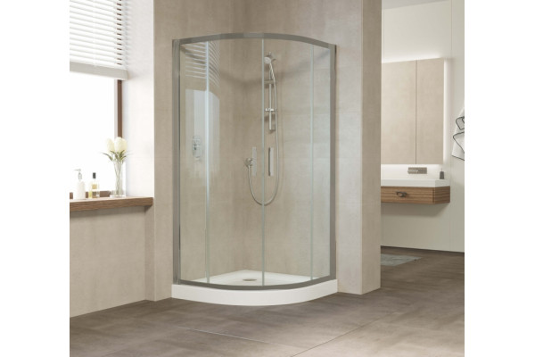 Душевой уголок Vegas Glass ZS 110 07 01 профиль матовый хром, стекло прозрачное, четверть круга, двери раздвижные
