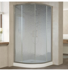Душевой уголок Vegas Glass ZS 110 07 02 профиль матовый хром, стекло шиншилла, четверть круга, двери раздвижные