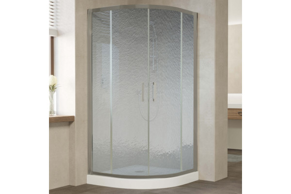 Душевой уголок Vegas Glass ZS 110 07 02 профиль матовый хром, стекло шиншилла, четверть круга, двери раздвижные