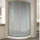 Душевой уголок Vegas Glass ZS 110 07 02 профиль матовый хром, стекло шиншилла, четверть круга, двери раздвижные