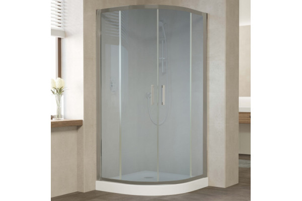 Душевой уголок Vegas Glass ZS 110 07 10 профиль матовый хром, стекло сатин, четверть круга, двери раздвижные