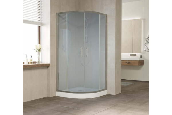 Душевой уголок Vegas Glass ZS 110 07 10 профиль матовый хром, стекло сатин, четверть круга, двери раздвижные