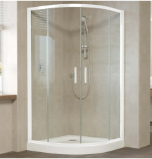 Душевой уголок Vegas Glass ZS 120 01 01 профиль белый, стекло прозрачное, четверть круга, двери раздвижные