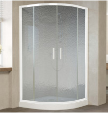 Душевой уголок Vegas Glass ZS 120 01 02 профиль белый, стекло шиншилла, четверть круга, двери раздвижные