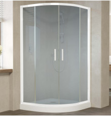 Душевой уголок Vegas Glass ZS 120 01 10 профиль белый, стекло сатин, четверть круга, двери раздвижные