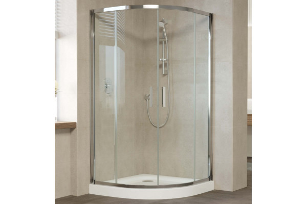 Душевой уголок Vegas Glass ZS 120 08 01 профиль глянцевый хром, стекло прозрачное, четверть круга, двери раздвижные