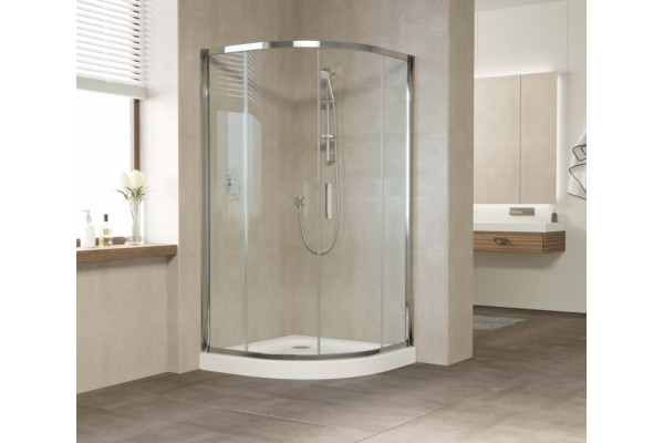 Душевой уголок Vegas Glass ZS 120 08 01 профиль глянцевый хром, стекло прозрачное, четверть круга, двери раздвижные