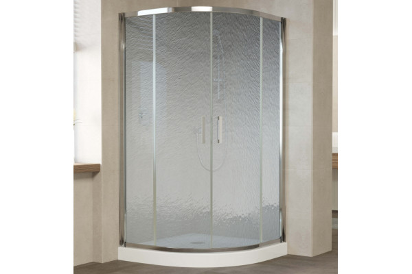 Душевой уголок Vegas Glass ZS 120 08 02 профиль глянцевый хром, стекло шиншилла, четверть круга, двери раздвижные