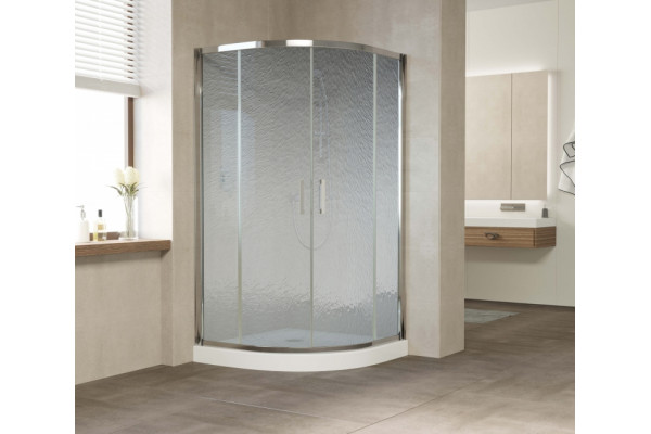 Душевой уголок Vegas Glass ZS 120 08 02 профиль глянцевый хром, стекло шиншилла, четверть круга, двери раздвижные