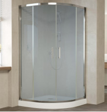 Душевой уголок Vegas Glass ZS 120 08 10 профиль глянцевый хром, стекло сатин, четверть круга, двери раздвижные