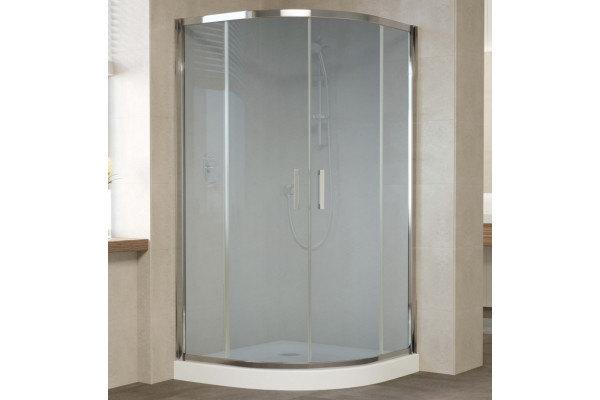 Душевой уголок Vegas Glass ZS 120 08 10 профиль глянцевый хром, стекло сатин, четверть круга, двери раздвижные