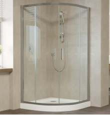 Душевой уголок Vegas Glass ZS 120 07 01 профиль матовый хром, стекло прозрачное, четверть круга, двери раздвижные