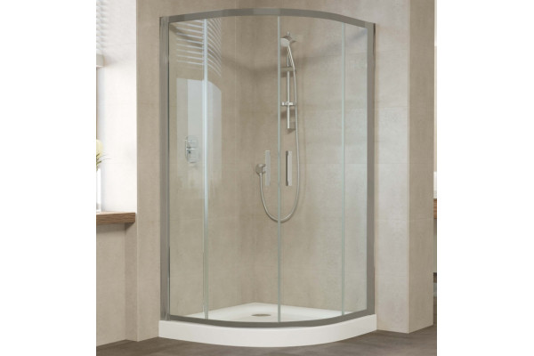 Душевой уголок Vegas Glass ZS 120 07 01 профиль матовый хром, стекло прозрачное, четверть круга, двери раздвижные
