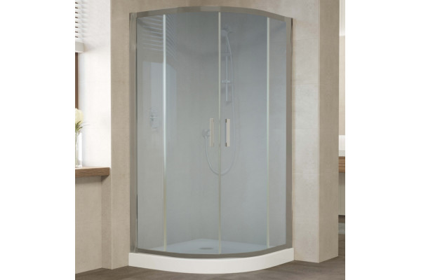 Душевой уголок Vegas Glass ZS 120 07 10 профиль матовый хром, стекло сатин, четверть круга, двери раздвижные